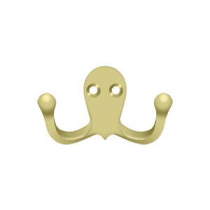 1-1/2" Double Hook - Polished Brass