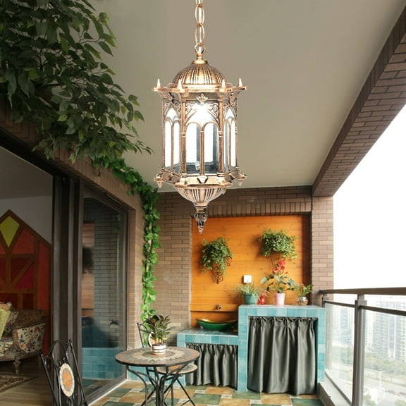 Outdoor Lantern Ceiling Hanging Light Porch Balcony Pendant Lamp Waterproof