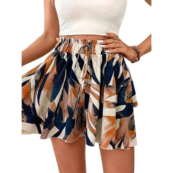 Women'S Flowy Shorts Beach Vacation Summer High Waist Wide Leg Casual Dressy Shorts Flower Color 1 XL