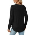 thumbnail image 4 of MOMOFEEL Long Sleeve Tunic Tops for Women Crewneck Sweatshirt with Side Buttons Casual Shirts Pullover (M9004 Black), 4 of 7