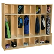 Contender 8 Section Coat Locker with Bench & Cubby Storage, Wooden Backpack Cubby Storage Organizer with Hooks for Daycare, Classroom and Home - RTA