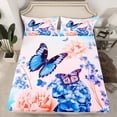 thumbnail image 2 of Manfei Vintage Butterflies Full Size Sheets,Rustic Hydrangea Flower Bed Sheets,Pink Blue Sheet Sets For Girls,Ultra Soft Home Decor,4pcs, 2 of 7