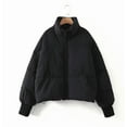 thumbnail image 5 of Women's Winter Stand Collar Zip Puffer Jacket Baggy Short Padded Down Warm Coats, 5 of 7