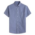 thumbnail image 1 of Birdeem Chemise à Manches Courtes pour Hommes Mode Business Col Rabattu Bouton Poche, 1 of 12