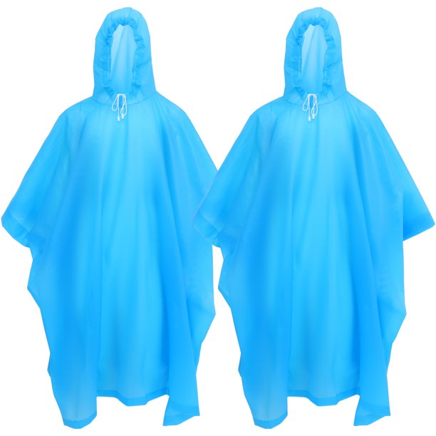 2 ponchos de lluvia reutilizables para adultos, impermeables portátiles con capucha para exteriores.