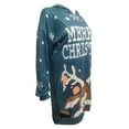 thumbnail image 3 of Wang6 Plus Size Christmas Hoodie Dress for Women Cute Reindeer Printed Pullovers Sweatshirts Dress Fall Xmas Long Sleeve V Neck Loose Fit Mini Dresses with Pocket Blue XL, 3 of 5