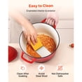 thumbnail image 5 of Enameled Cast Iron Dutch Oven, 6 Quart Pot with Lid and Dual Handles, Heavy-Duty Durable Cookware Pan, Oven Induction Compatible up to 500Fahrenheit, for Braising, Stews, Bread Baking, Red, 5 of 12