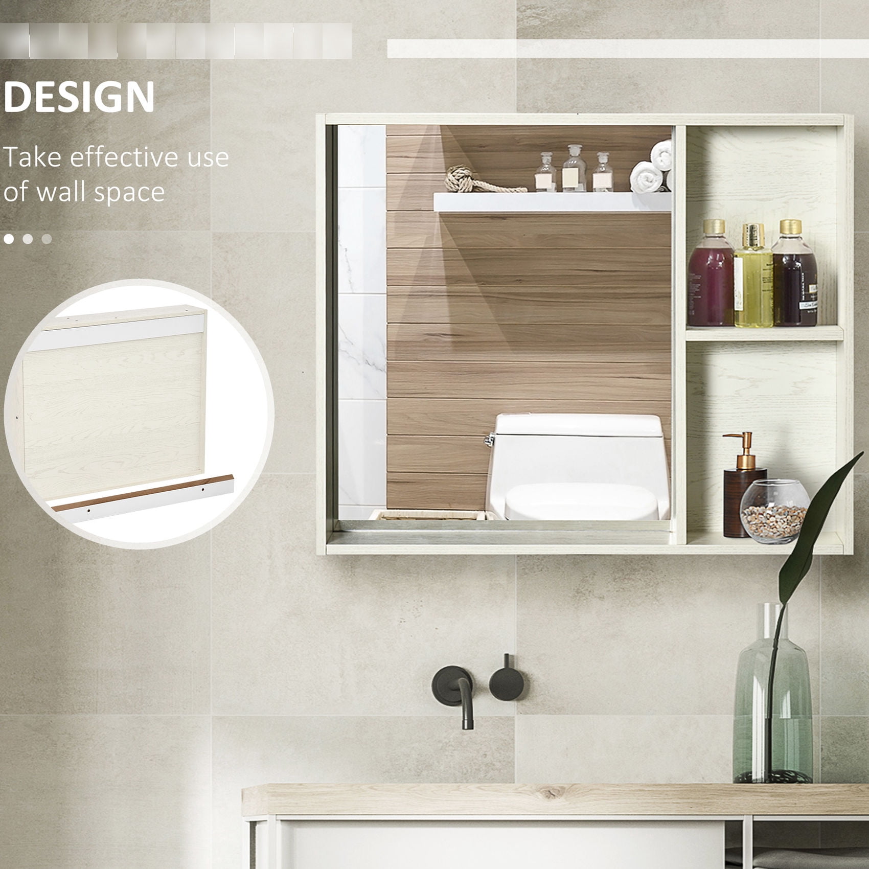 Water - Resistant Wall Cabinet - Perfect for Over - Toilet or Basin Use with Two - Tier Shelves for Daily Essentials