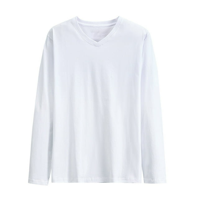 pstuiky Camisas casuales de manga larga para hombre, Blusas de cuello en V de manga larga holgadas, informales, cómodas y lisas para hombre tops de invierno para hombre xxl