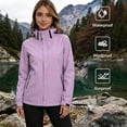 thumbnail image 3 of Omewoold Women Lightweight Jackets Waterproof Hooded Raincoat Packable Atheletic Jacket Hiking Windbreaker Rain Jacket With Pockets, Purple L, 3 of 11