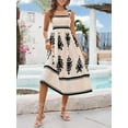 thumbnail image 5 of Women's Beach Resort Style Dress Bohemia Contrast Color Print Wrap Dress Size L, 5 of 7