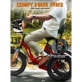 thumbnail image 6 of ESKUTE Adult E Trike Electric Tricycle – 750W Brushless Motor, 18 MPH, Fat Tires, Foldable Step-Thru 3-Wheel E-Bike, Up to 55 Miles, Red with Phone Holder Bag, Mirrors & Lock, 6 of 7