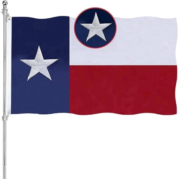 State of Texas 3x5 Feet Flag - Embroidered Sewn Heavy Duty 240D Oxford Nylon Flag Vivid Color - Brass Grommets and 4 Stitch Hemming Flag