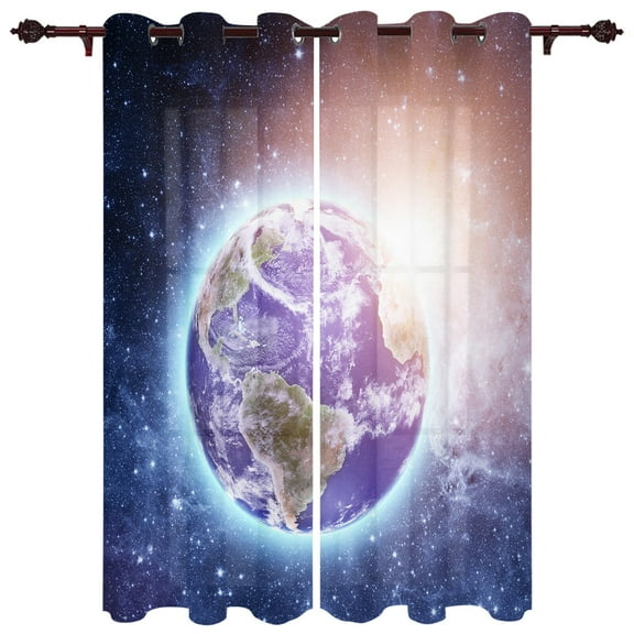 Modern Curtains Universe Earth Starry Sky Living Room Bedroom Curtains Sunshade Finished Curtains Kitchen Curtains