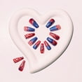 thumbnail image 4 of Independence Day Press On Nails American Flag False Nails 24Pcs Medium Square Glossy Stick on Nails with Star Stripes Glitter Design Easy Apply Reusable Glue on Nails for Holiday Celebrations, 4 of 5