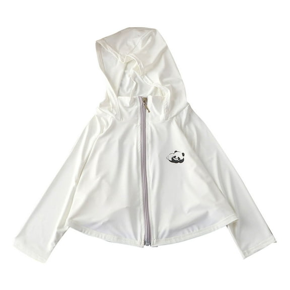 Cethrio Sun Protection Jackets for Boys Girls, Full Zip UPF 50 Long Sleeve Summer Clothing White Size 7-8 T