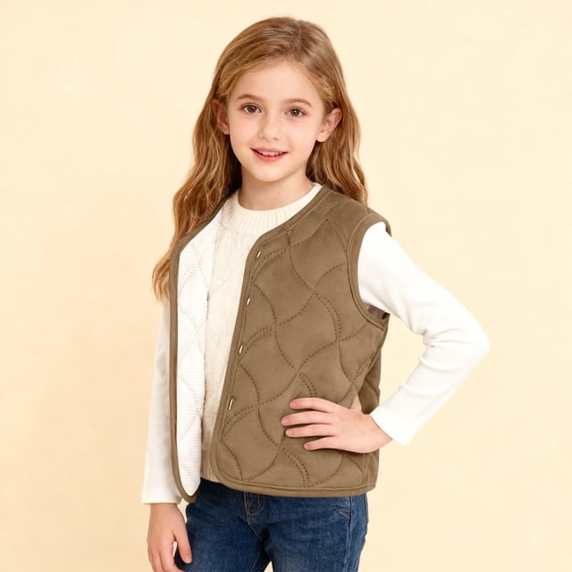 Chaquetas y abrigos casuales sin mangas y sin capucha de invierno acolchados de seda engrosados que se pueden usar en exteriores e interiores. Artefacto de uniforme escolar para niños y niñas. Conjunt