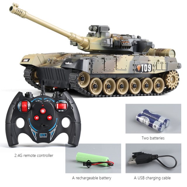 Dvkptbk Rc Tank, Remote Control Tank for Boys, Tank with Effect Lights Realistic Sounds Battles Tank Toy Great Gift Toy for Christmas Gifts