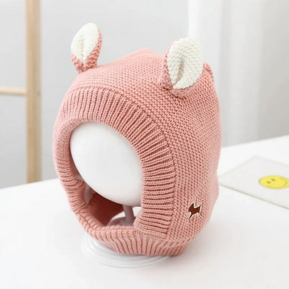 Janrevotw Infant Winter Hat Wool Knit Beanie, Suitable For Girls And Boys, Warm Snow Hat Baby Ear Protector Wool Winter Hat