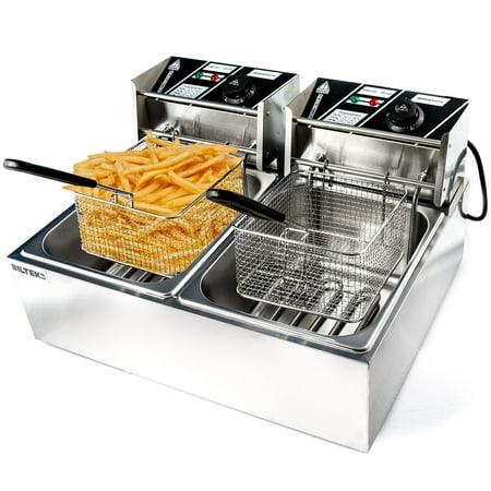 Commercial Deep Fryer Electric Countertop Dual Tank Basket