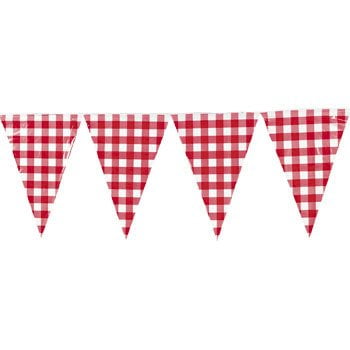 Large Red Gingham Pennant Banner Party Decorations Banners
