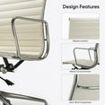 thumbnail image 6 of Mid-Back Ribbed Office Chair Leather Executive Chair Ergonomic Desk Chair,Height Adjustable, Lumbar Support, Swivel,White 1pc, 6 of 9