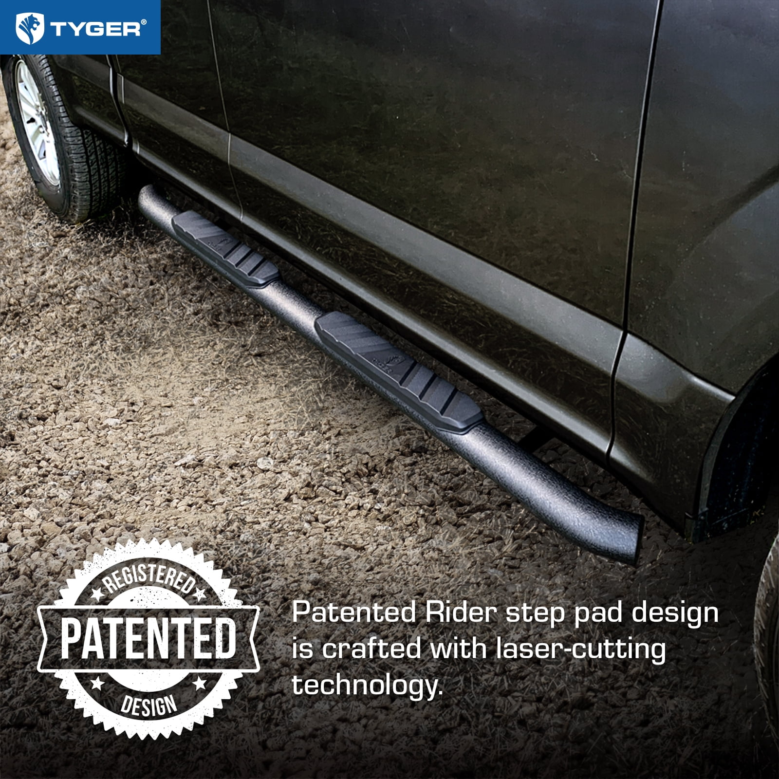 Tyger Auto 3.5" Rider Running Boards Compatible with 2024-2026 Toyota Tacoma (Fits Hybrid) | Double Cab | TG-SS2T36008 | Side Step Rail Nerf Bars