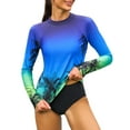 thumbnail image 4 of Sociala Crew Neck Swim Shirts for Womens Grandient Rashguard UPF 50+, 4 of 7