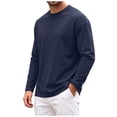 thumbnail image 4 of ZHANGDER Mens Long Sleeve Tee Shirt Cotton Crew Neck Lightweight Casual Basic, Navy XL, 4 of 9