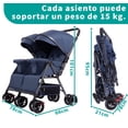 thumbnail image 3 of Carriola Doble para Gemelos, Carriola Doble con Ajustable en 3 Posiciones, Arnés de Seguridad de 5 Puntos, Implementación en Ambas Direcciones, Capota UPF50+, Plegado, 78*66*101cm (Azul), 3 of 9