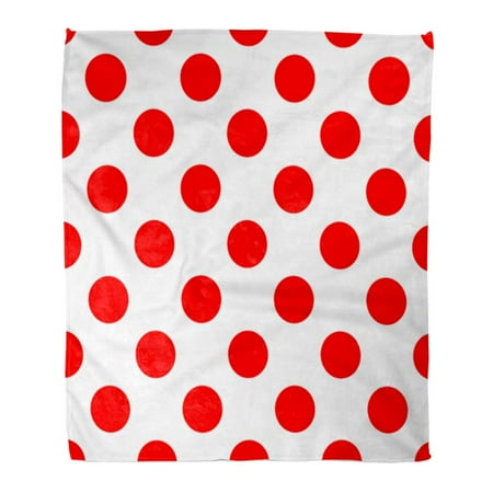 Classic Slipcovers Pillow - ASHLEIGH Throw Blanket Warm Cozy Print Flannel France Polka Dot Trendy Vintage Style for Endless Classic Red Shapes on White Comfortable Soft for Bed Sofa and Couch 50x60 Inches