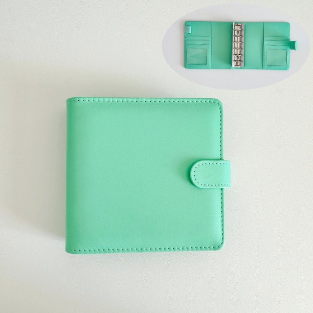 Álbum de fotos de 3 pulgadas con cuatro cuadrículas y hojas sueltas con hebilla magnética de PU en combinación de colores rosa y blanco para guardar tarjetas pequeñas