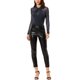 thumbnail image 2 of INSPIRAR CHIC Blusas de Fiesta para Mujeres con Cuello Torcido, Manga Larga de Malla Transparente, Brillante, Color Azul Oscuro, Talla M, 2 of 6