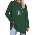 thumbnail image 2 of Jinhomg Womens Dandelion Print Sweatshirt Oversized Long Sleeve Casual Tops Loose Comfy Crew Neck Tee Shirts 2026 Trendy Going Out Wear Army Green XL, 2 of 4