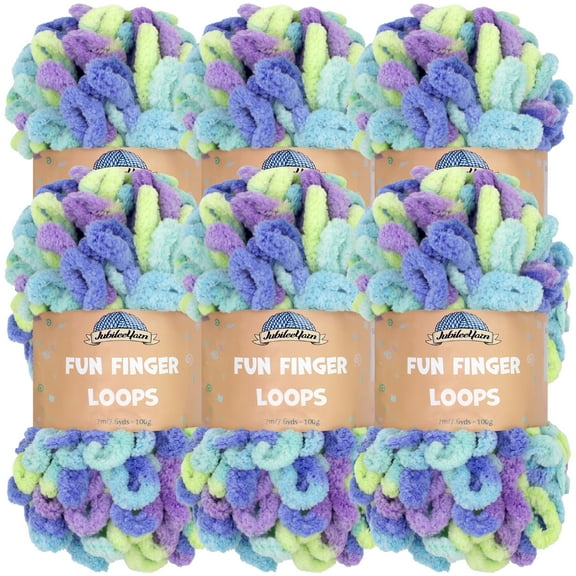 JubileeYarn Fun Finger Loops Yarn - Jumbo Polyester - 100g/Skein - Ersa - 6 Skeins
