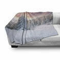 thumbnail image 3 of Winter Soft Flannel Fleece Blanket, Sunrise in Winter Landscape Snowy Fields Frozen Pine Trees Northern Hemisphere, Cozy Plush for Indoor and Outdoor Use, 50" x 70", Coral White Blue, by Ambesonne, 3 of 6