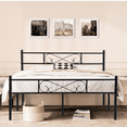 thumbnail image 2 of Cama Plegable de Matrimonial Queen Metal Cama de metal Con Soporte de Listones Metalicos,Negro 197CM FurnitureR ahorro de espacio, 2 of 9