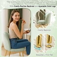 thumbnail image 5 of Wubio Fluffy Girls Vanity Chair with Back & Pillow,Cute Small Cozy Desk Chair No Wheels,Comfy Makeup Ch with Ajustable Gold Legs,for Bedroom,Living Room,Small Space,Green, 5 of 9
