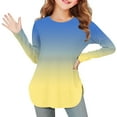 thumbnail image 2 of Hxshgdsn Girls Strip T Shirt Long Sleeve Crew Neck Pullover With Side Slit Hem Trendy Soft Comfy Tops Yellow 11 Years, 2 of 7