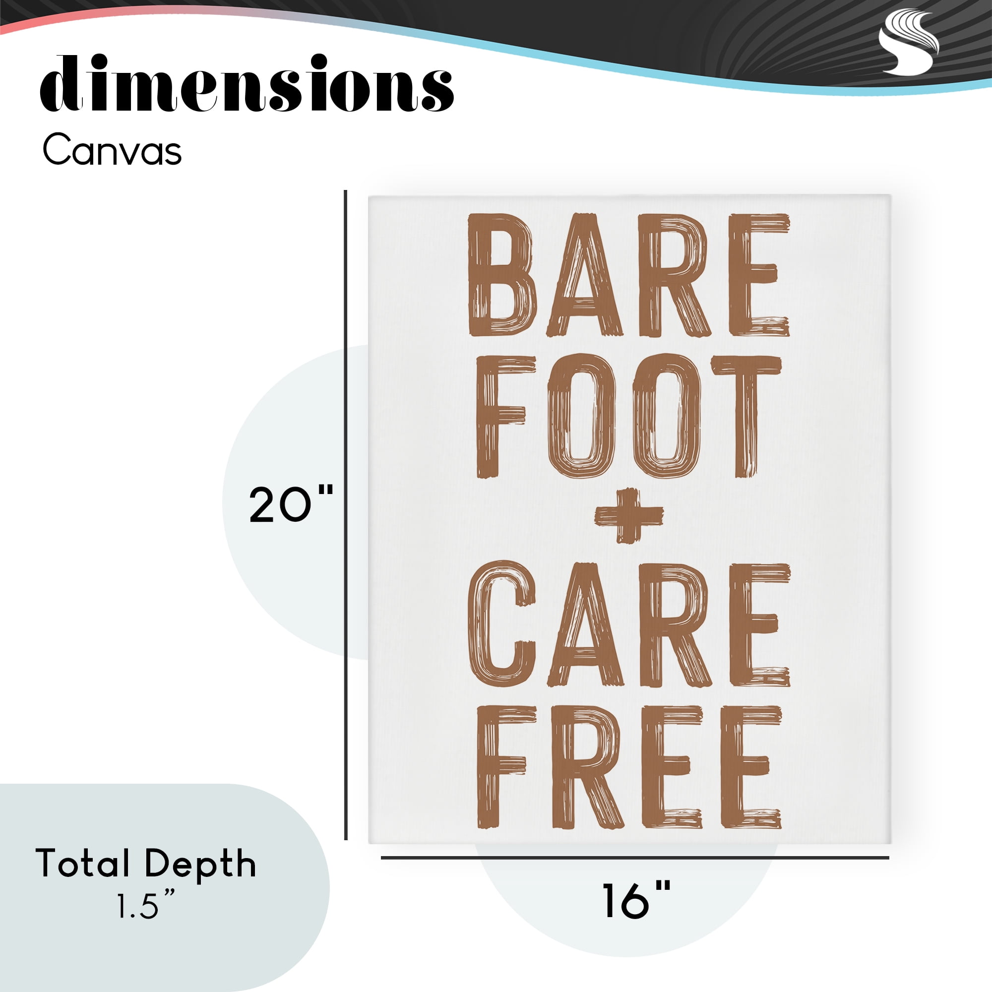 Barefoot Carefree Summer Sentiment Canvas Wall Art, design by Lettered and Lined