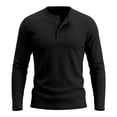 thumbnail image 5 of biudgviw Henley Shirts for Men Long Sleeve Ribbed Knit Button T-Shirt Casual Stylish Loose Fit Tops Fall Clothes Comfy Undershirts(Black,3X-Large), 5 of 5