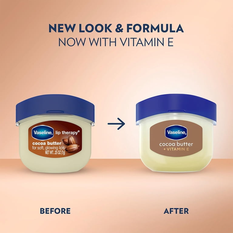 Vaseline Lip Therapy Cocoa Butter Mini Advanced Moisturizer, Relieves Dull And Dry Skin, White Petrolatum, Soft & Smoo