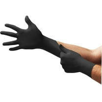 Black Dragon Powder Free Black Latex Gloves, Large, Box of 100