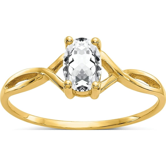 14K Yellow Gold White Topaz Birthstone Ring (Size 7) Made In India xbr229