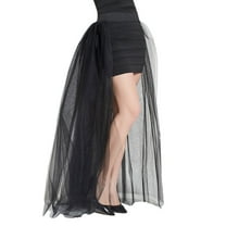 SWSMCLT Women's Tulle Skirt Tutu Overskirt Maxi Overlay Elastic Waist Bubble Skirt Long Skirt Floor Length Wedding Bridal High Waist Sheer Summer Black Small-X-Large