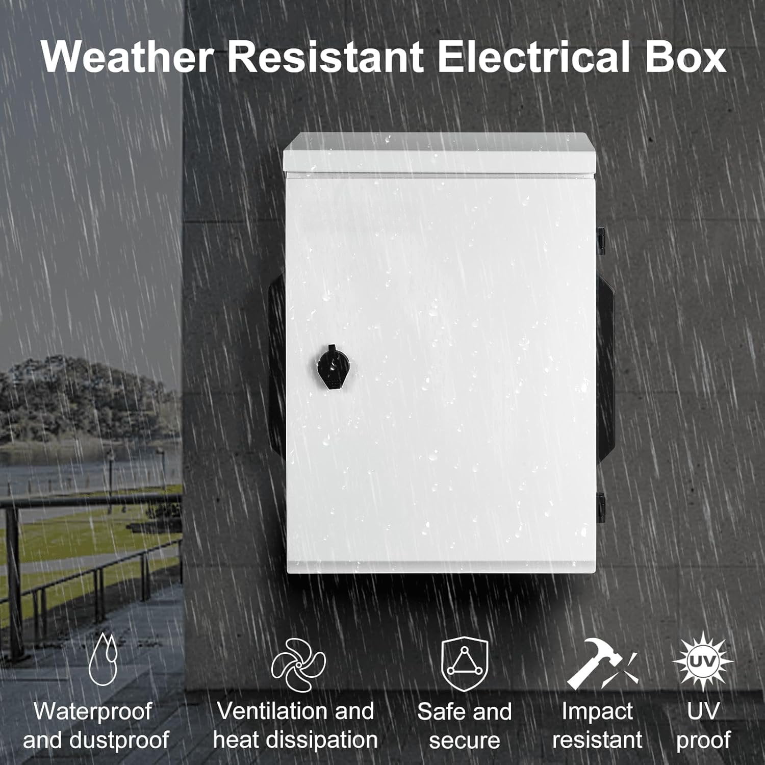 Outdoor Electrical Box, Cold-Rolled  Plate,  Alloy  Beam, One- Ventilation Design, IP65 , Wall/Pole Mounted (15.7" x 11.8" x 5.9")