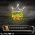 thumbnail image 2 of Craftnamesign Burger King Neon Light, Hamburger Store Wall Art, Restaurant Signage, 2 of 5