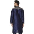 thumbnail image 5 of SKAVIJ Art Silk Kurta for Men Embroidered Indian Crew Neck Party Casual Shirt (x-Large, Blue), 5 of 6