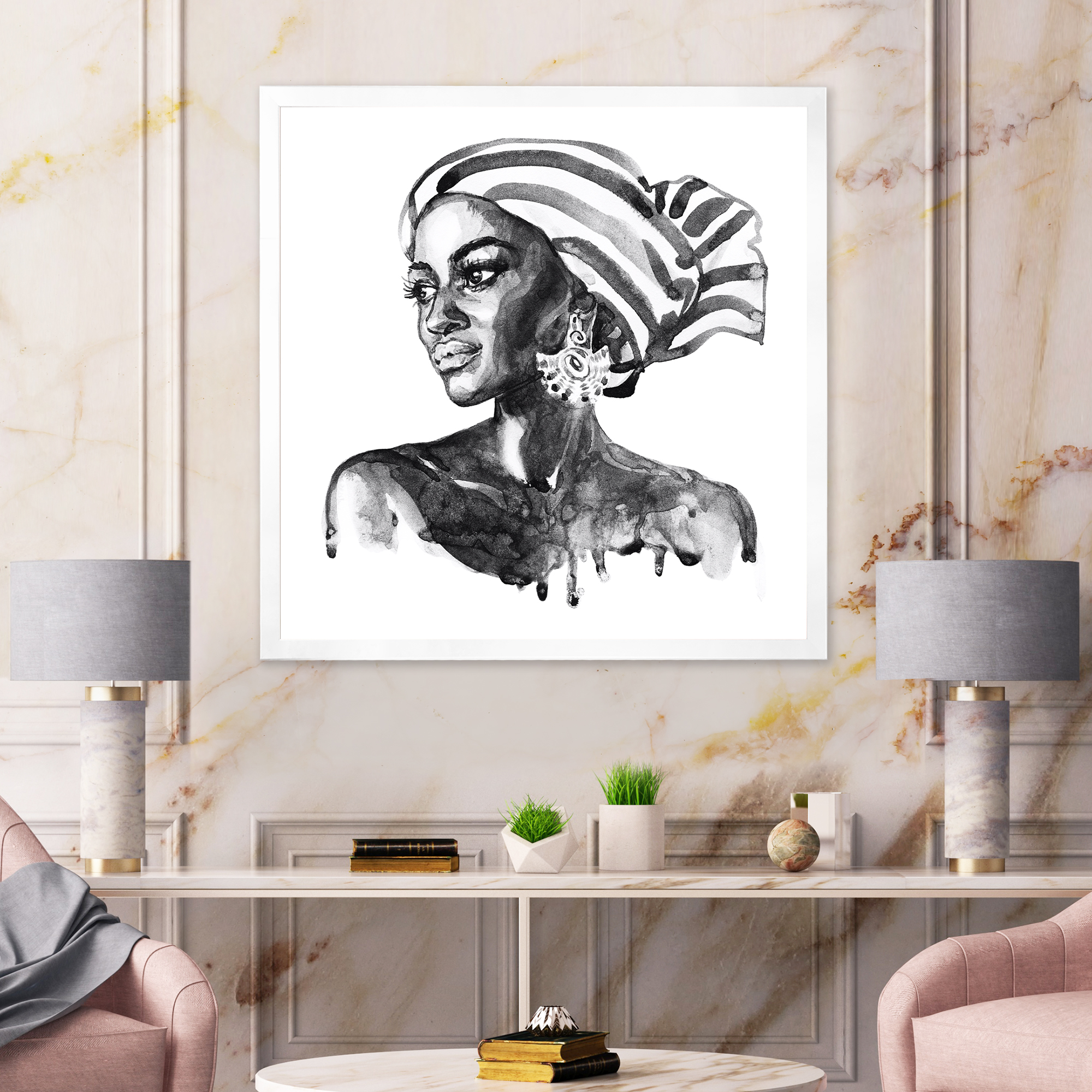 Designart 'Portrait of Afro American Woman XII' Modern Framed Art Print