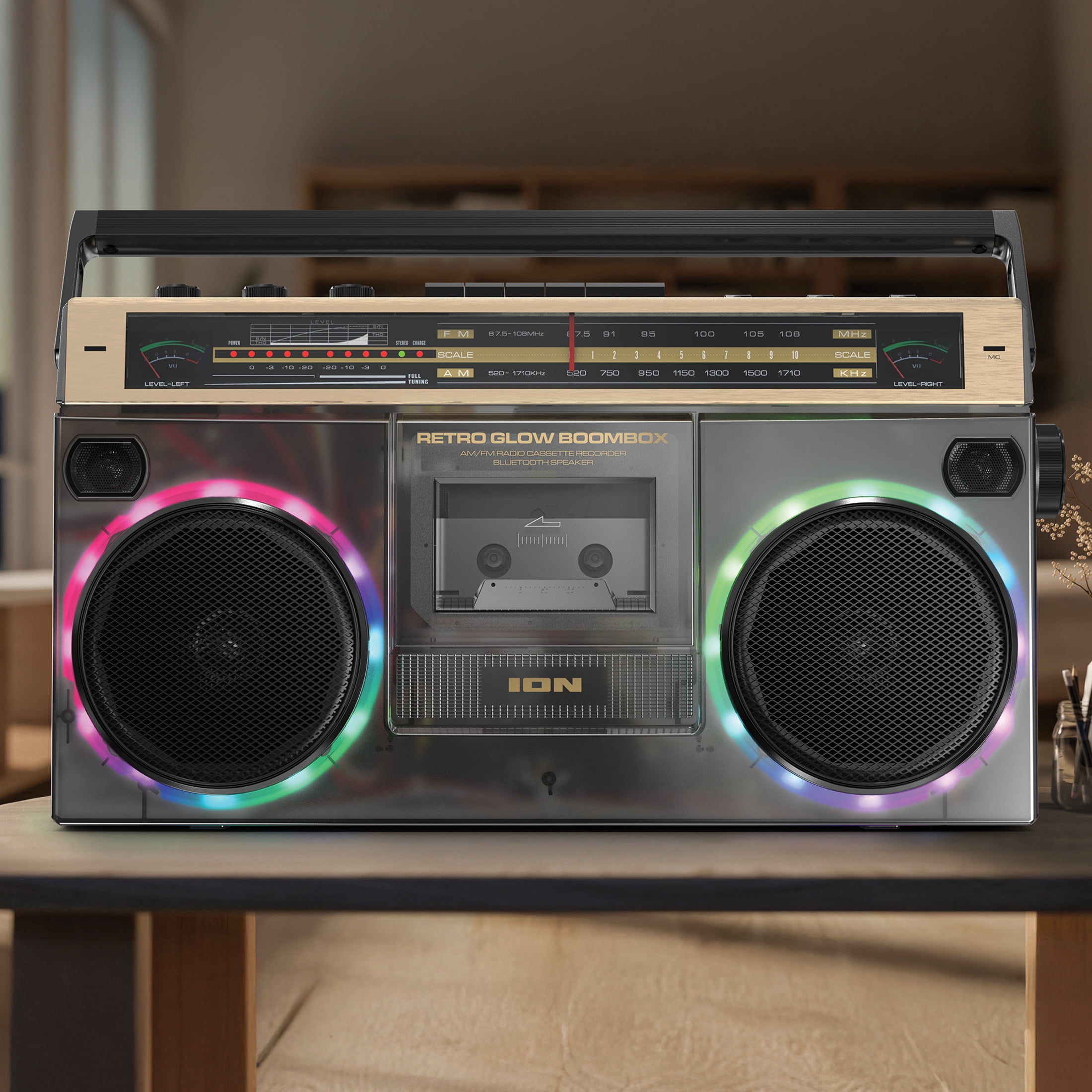 ION Audio Retro Glow Black / Gold - Translucent Bluetooth Cassette Boombox